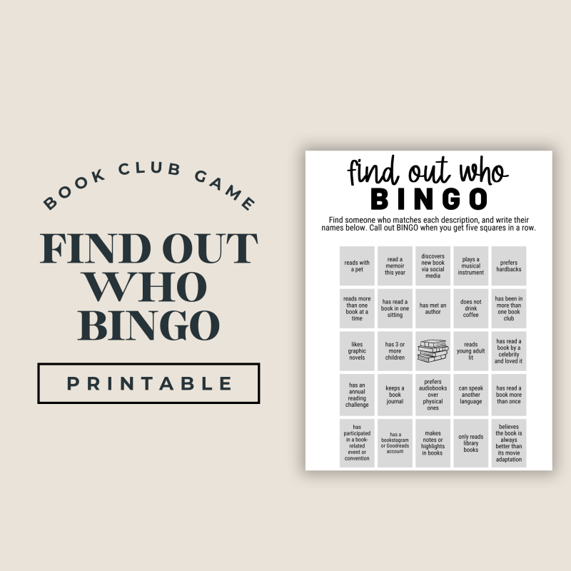Find Out Who Bingo For Book Club Game | Printable Game - Image 2