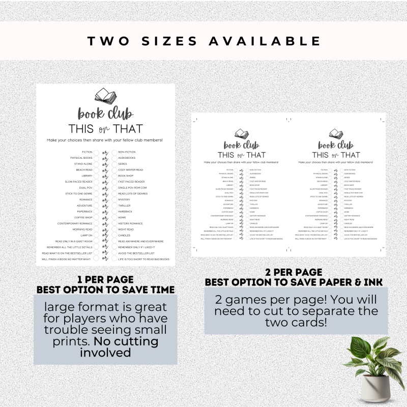 This Or That Game | Fun Book Club Game | Printable Game - Image 3