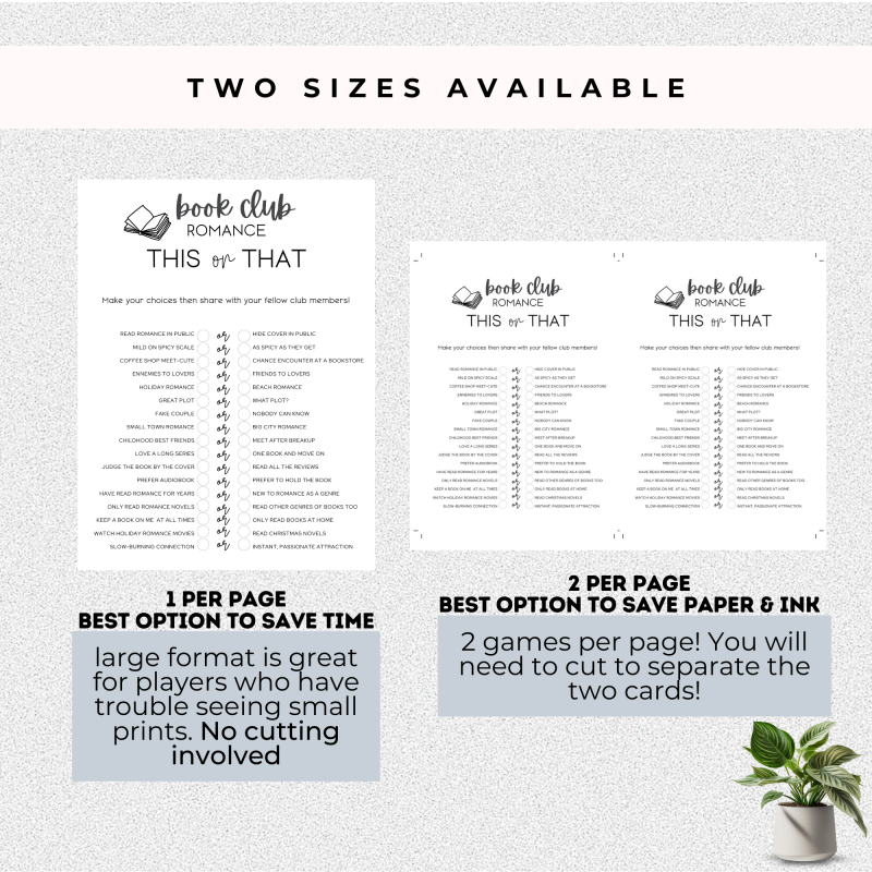 Romance This Or That Game | Book Club Game | Printable Game - Image 3