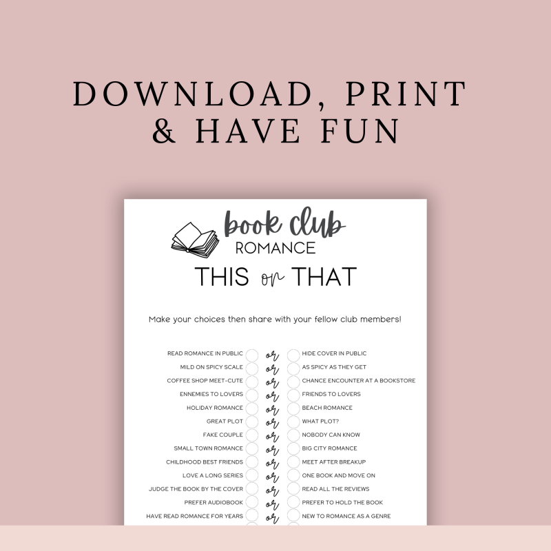 Romance This Or That Game | Book Club Game | Printable Game - Image 5