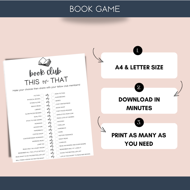 This Or That Game | Fun Book Club Game | Printable Game - Image 6