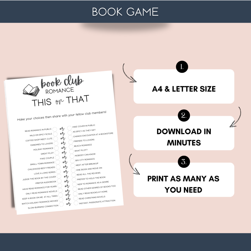 Romance This Or That Game | Book Club Game | Printable Game - Image 6