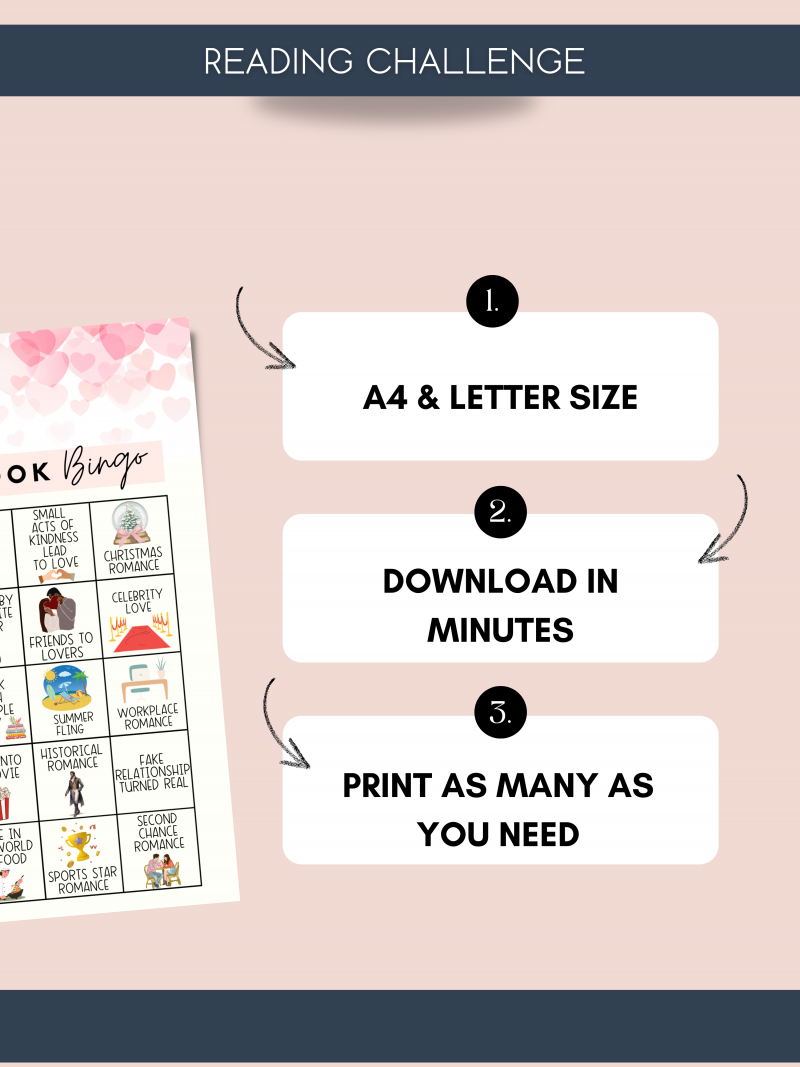 Book Bingo Romance Edition | Reading Challenge | Printable Reading Challenge - Image 6